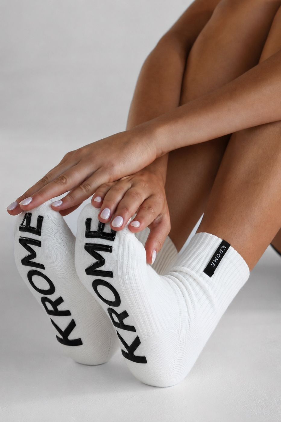 White Krome grip socks